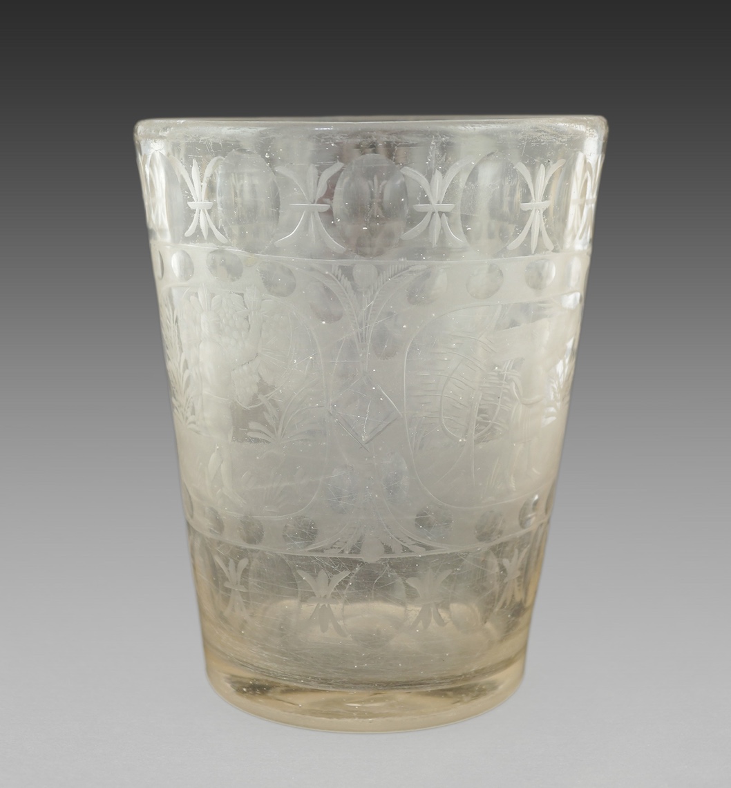 A massive Bohemian 'Four Seasons' beaker, c.1700